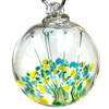 Yellow Green and Blue Upside Down Drip Monet Hand Blown Glass Witching Ball 4.5"+-