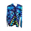 Blue Tie Dye Long Sleeve Cotton Pullover w/ Zippers & Hood (MEDIUM)