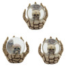 Skull Snow Globe in Skeleton Hand 3 Piece Set 3 3/4"W Skull Snow Globe in Skeleton Hand 3 Piece Set 3 3/4"W