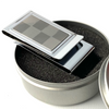 Checker Matte Double Sided Thick and Solid Stainless Steel Money Clip with Tin Gift Box