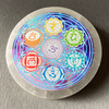 Seven Sacred Chakras Selenite Charging Cleansing Circle Plate 5+-x5"+-