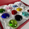Fun Set Of Colorful Glass Diamonds .75" or 20mm Set Of 12 Assorted with Box