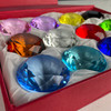Fun Set Of Colorful Glass Diamonds 1.5" or 40mm Set Of 12 Assorted with Box