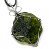 Wire Wrap Faux Moldavite Stone Pendant Necklace