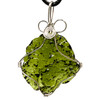 Wire Wrap Faux Moldavite Stone Pendant Necklace