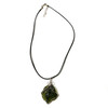 Wire Wrap Faux Moldavite Stone Pendant Necklace