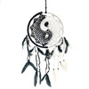 Large Black and White Yin Yang Dream Catcher Crocheted with Feathers 1 Count 8" Wide