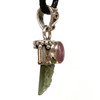 Moldavite with Pink  Tourmaline Sterling Silver Pendant Moldavite with Pink  Tourmaline Sterling Silver Pendant