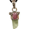 Moldavite with Pink  Tourmaline Sterling Silver Pendant Moldavite with Pink  Tourmaline Sterling Silver Pendant
