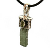Moldavite with Cut Peridot Sterling Silver Pendant