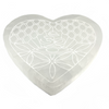 Ohm Etched Love Heart Selenite Cleansing Plate