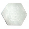 Metatron's Cube Etched Hexagon Selenite Cleansing Plate 4" +-
