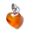 A+ Carnelian Faceted Heart Pendant 10mm with 925 Sterling Silver 1 Count