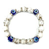 White and Blue Crystal Encrusted Evil Eye Bracelets 1 Count Assorted