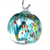 Ocean Blue with Red Yellow Tree Hand Blown Glass Witching Ball 4.5"+-