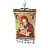 Mary Cradling Jesus w/ Angels Icon Crucifix Wall Tapestry 16"