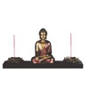 Meditation Buddha Incense Burner Gold Red 11 1/2"W