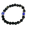 Slate Glass Evil Eye Bracelet with Sparkles