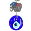 Vibrant Colorful 7 Elephants Zinc Evil Eye Wall Hanger 17"