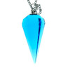 Aquamarine Cut Crystal Pendulum on Silver Chain .75" x 1.86" x 13" Long
