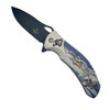 White Wolves Running Pocket Knife 8" Long Opened White Wolves Running Pocket Knife 8" Long Opened