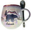 Oil Finished Bear Ceramic Mug with Spoon 1 Count