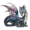 Blue and Purple Dragon Guarding Crystal Ball 8" Statue