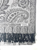 Ash Grey Floral and Paisley Design Pashmina Scarf
