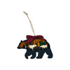 Multi Layered Wooden Black Bear Ornament with Ribbon 1 Count