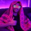 Neon Nomad UV Reactive Pashmina Maroon and Orange