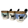 Colorado Bear In The Mountains Ceramic Espresso Mug w/ Spoon (Assorted Colors)