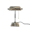 Gray Granite Banker Table Lamp with Silver Accents