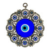 Turkish Evil Eye Wall Hanging with Silver Filigree – 8" Diameter