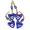 Painted Blue Heart Glass Evil Eye 2" x 6.5" 1 count assorted