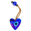 Painted Blue Heart Glass Evil Eye 2" x 6.5" 1 count assorted