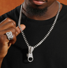Iced Out CZ Zipper Chain Necklace 14K Gold Plated Hip Hop Bling Collar 26-28"