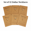 12-Piece Zodiac Sign Pendant Necklace Set – Gold Plated Astrology Necklaces with Display Cards