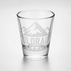 Colorado Mountain Engraved Shot Glass – 1 1/2 Oz Clear Souvenir Glass with Pine Tree Design