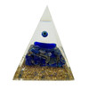 3.5-Inch Evil Eye Resin Pyramid with Blue Stone Chips and Gold-Tone Flakes