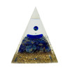 3.5-Inch Evil Eye Resin Pyramid with Blue Stone Chips and Gold-Tone Flakes