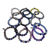 Sparkle Evil Eye Beaded Stretch Bracelet with Charm – Crystal Glass Bead Protection Bracelet – 1 Piece Assorted Colors