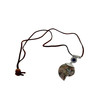 Ammonite Shell Pendant Necklace – Brown Cord Necklace with Silver-Tone and Blue Accent