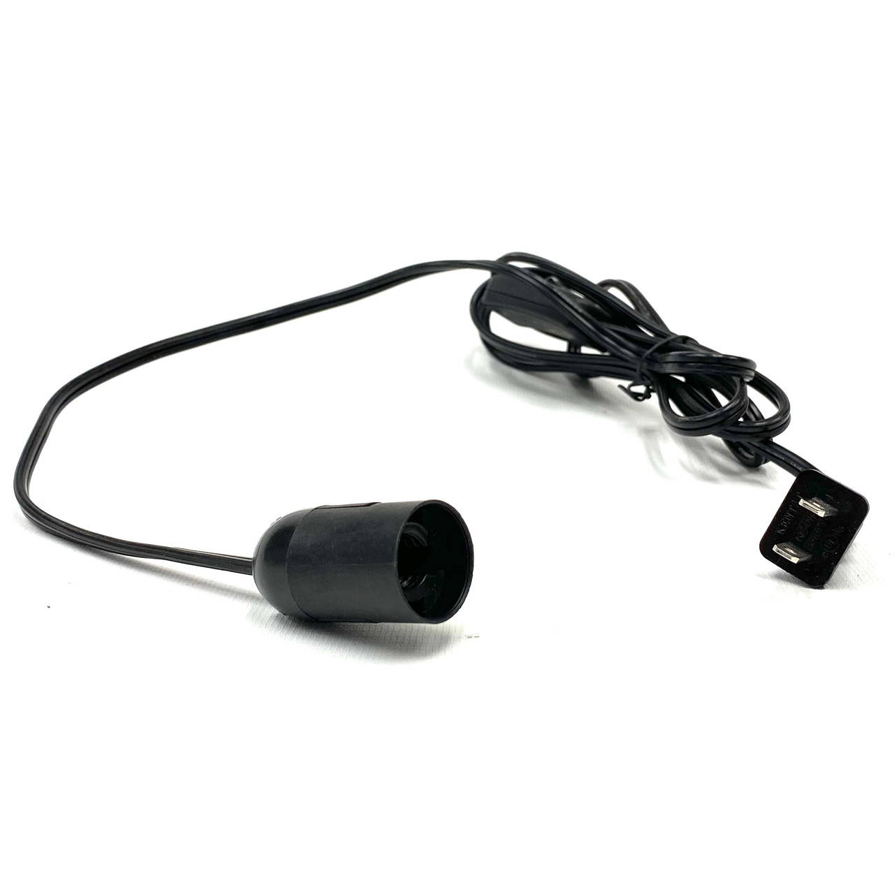 Socket and Cord 110 Volt Electric 15 Watt with Switch Black Plug