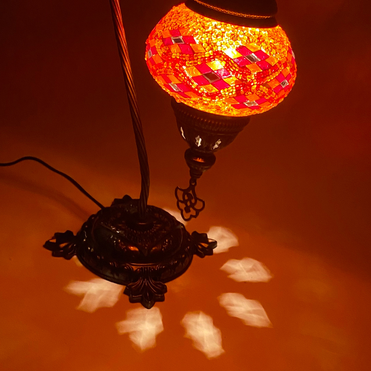 Turkish Mosaic Camel Neck Lamp - 8.75x16.25 - DB2 - Orange
