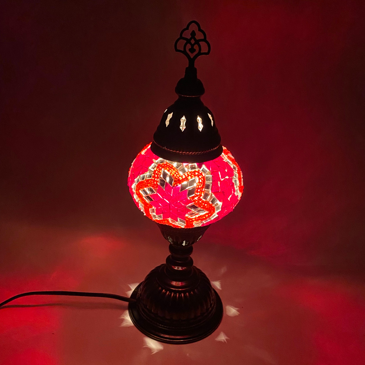 red mosaic table lamp