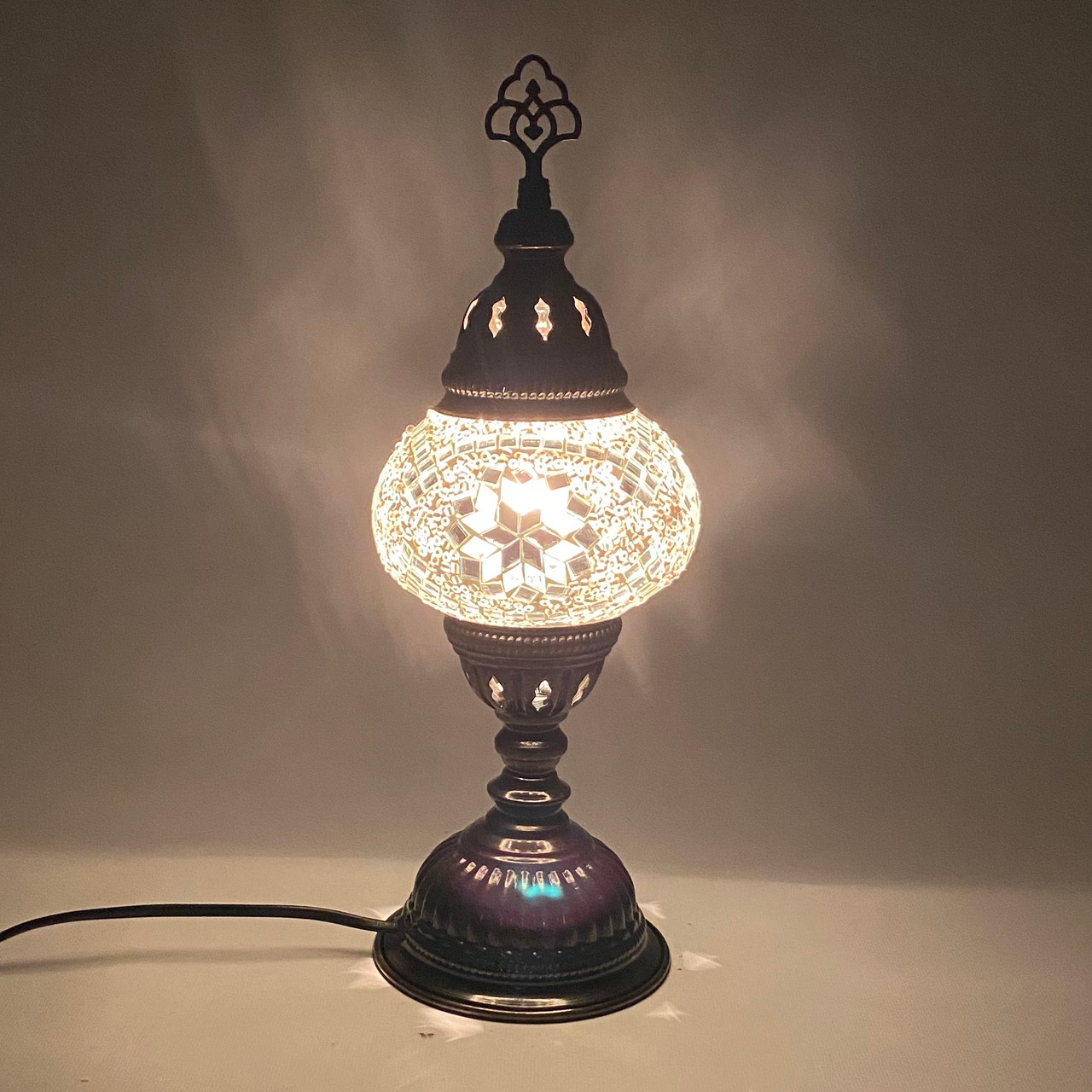 Turkish Mosaic Table Lamp 5 X13 5 Mb2 White Paykoc
