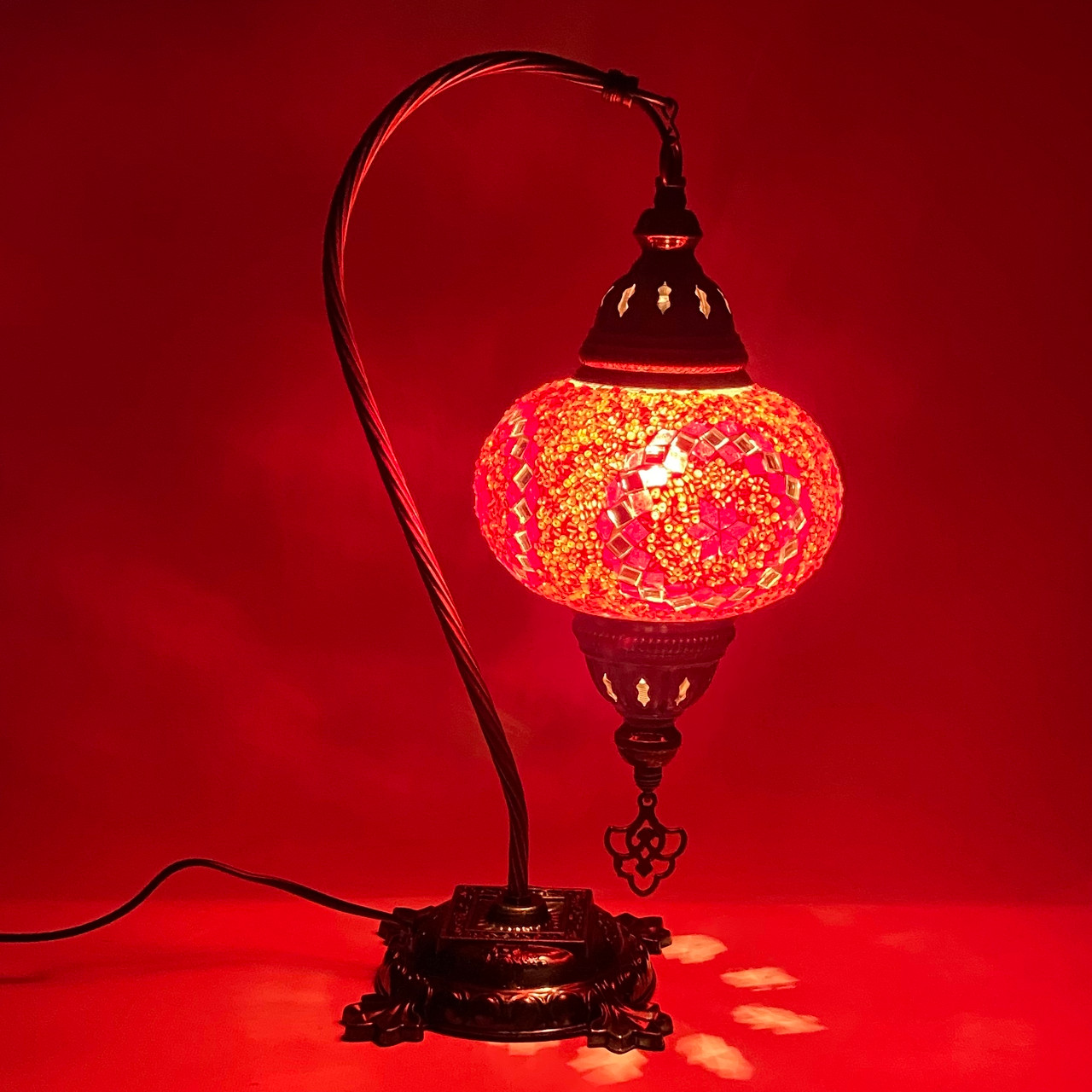 Turkish Mosaic Camel Neck Lamp - 9x16.25 - DB3 - Red