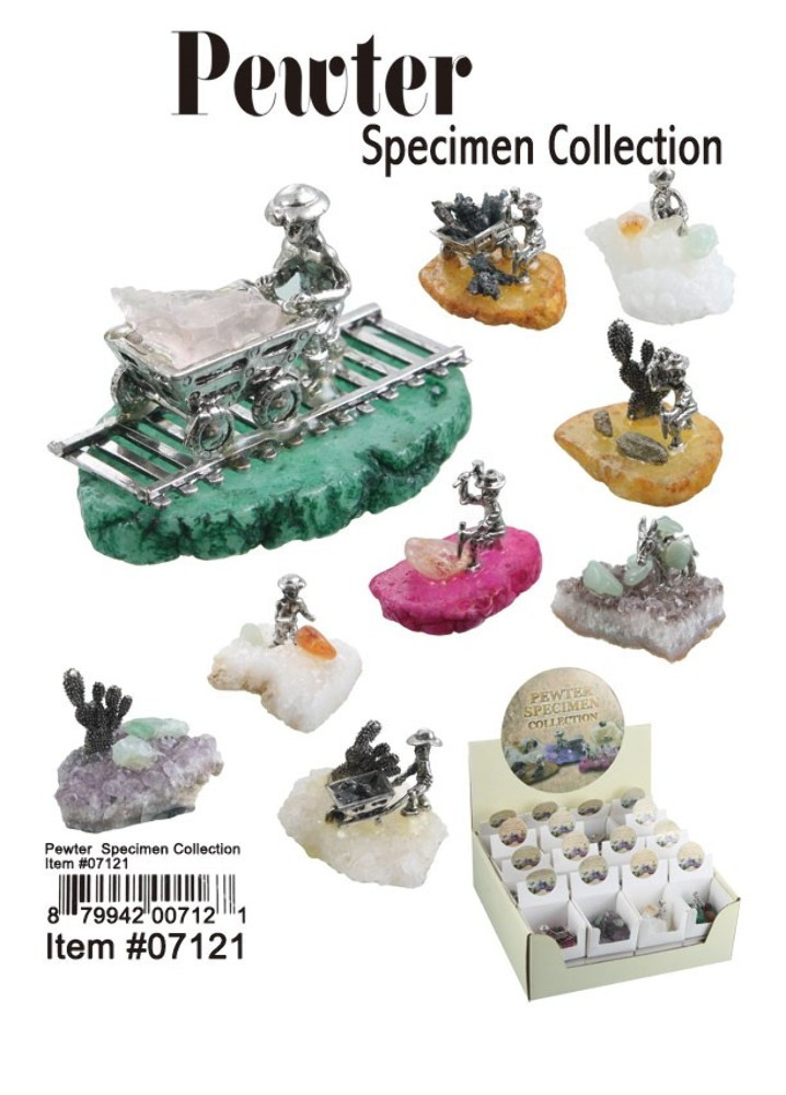 mineralwater14点セット Pewter Miners on Mineral Specimen 1 Count Assorted - Paykoc