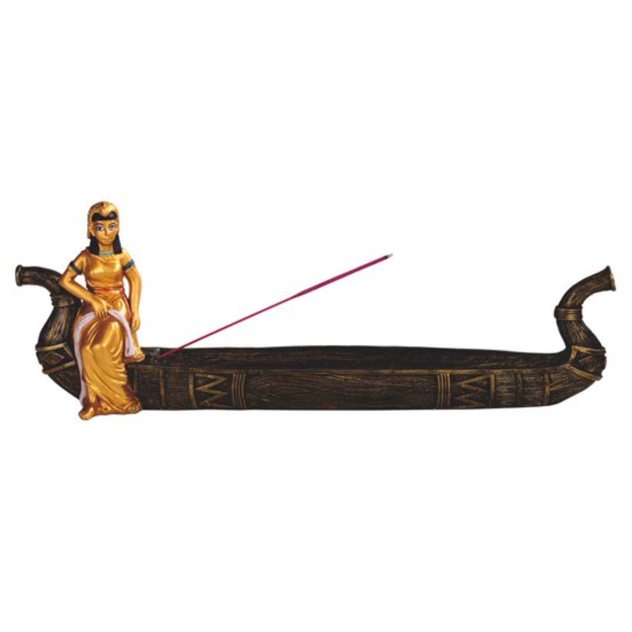 Golden Egyptian Goddess Isis Incense Stick Burner Holder 12" Long