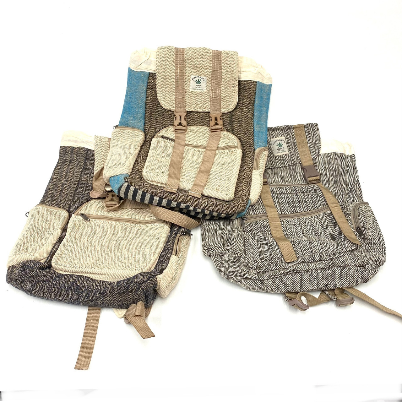 Large Strapping Hemp Backpack with 
